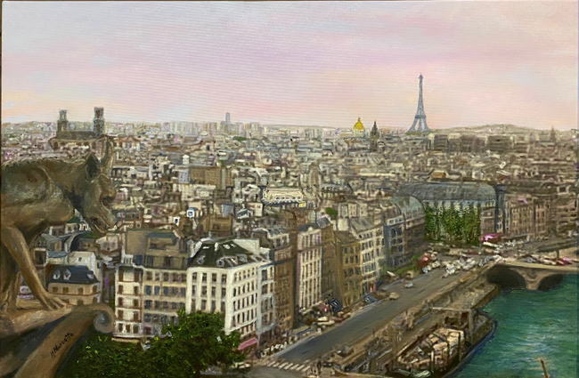 Paris view from roof of Notre Dame Cathedral