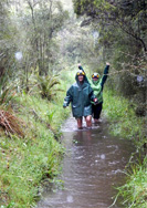 Trail to and inside the Nile River Caves at Charleston, New Zealand.